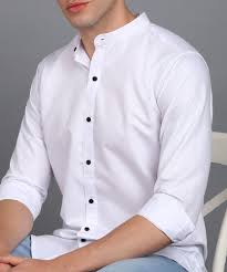 MILDIN Men Solid Casual White Shirt